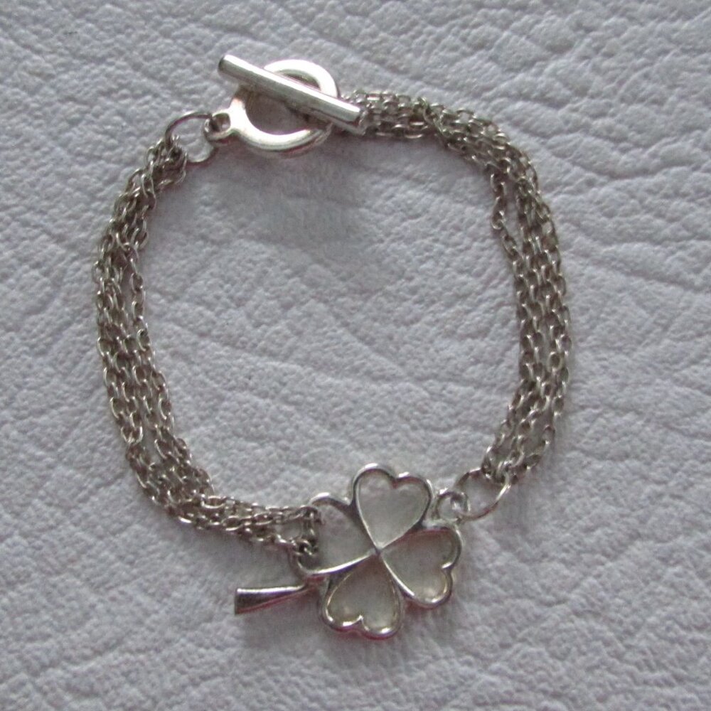 Four 4 Leaf Clover Silver Bracelet